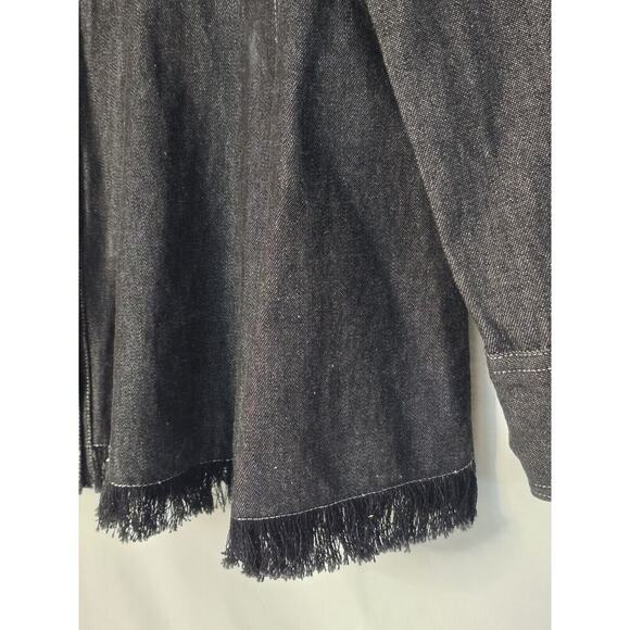 Roja Denim Western Embroidered Fringe Denim Tunic Top Shirt Button Front Medium - Picture 3 of 11